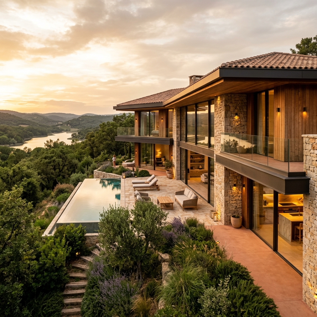Arquitectura exterior elegante en la naturaleza